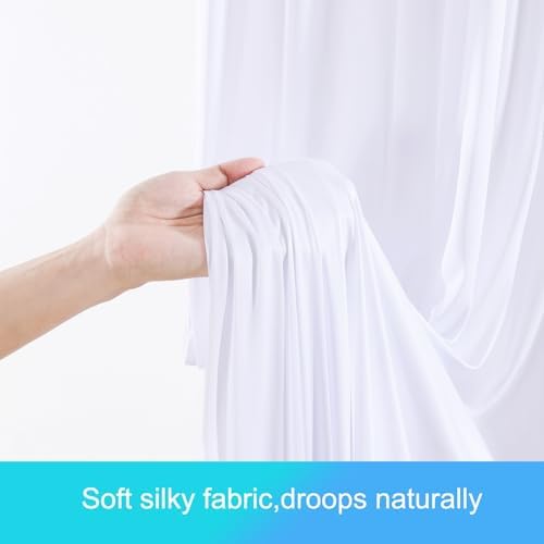 20ft x 15ft White Wrinkle Free Backdrop Curtains for Wedding Party Backdrops Curtain Drapes Fabric Decorations Photo Back Drop Cloth for Baby Shower Photography Stage Reception - Image 7
