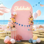 6.6FT Dusty Rose Arch Cover - Polyester Fitted Wedding Arch Stand Covers Round Top Chiara Arch Backdrop Cover for Birthday Party Banquet Photo Background Decoration - Image 7