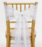 Pack of 50 Organza White Chair Sashes for Wedding - Sheer Chair Sash Bows for Party Banquet Hotel Restaurant Birthday Engagement Christmas Events Decorations by WENSINL