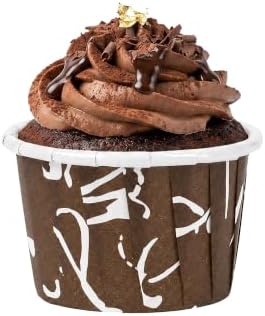 Restaurantware Panificio 1.6 Ounce Baking Cups 200 Pleated Cupcake Liners - Oven-Ready Freezable Brown And White Paper Muffin Cases Disposable Chocolate Wisp For Wedding Parties Baby Showers - Image 6