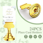 Urban Deco 24 Pieces Table Card Holder Place Card Holders 1.7 inches Gold Steel Card Holders for Photos, Food Signs, Memo Notes, Weddings, Restaurants, Birthday(Gold 24PK) - Image 2