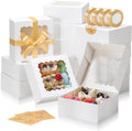 6x6x2.5 Auto-Popup Small Cookie Boxes with Window, White, 60 Pack by EQOREIIN