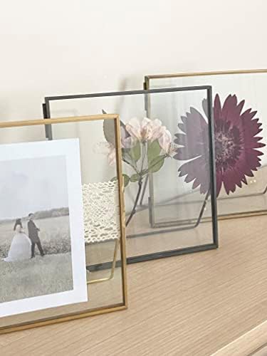 Beedecor Double Glass Frame for Pressed Flowers, Leaf and Artwork - Black 6x6 Standing Square Metal Picture Frames, Tabletop Clear Floating Pressed Glass Frame, Home Decor Photo Display, Set of 2 Pressed Flower Frames with Stand (Black, 6x6) - Image 5