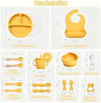 Silicone Baby Feeding Utensils Set for 6+ Months, 17 Pcs, Yellow - Image 2