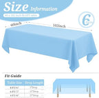 YMHPRIDE 6 Pack Light Blue Tablecloth 60 x102 inch Polyester Table Cloth for 6 Foot Rectangle Tables, Stain and Wrinkle Resistant Washable Fabric Polyester Table Covers for Wedding Party Banquet - Image 2