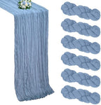 6 Pack Dusty Blue Cheesecloth Table Runner 10Ft 23 x 120 Inch by RestfulGlow