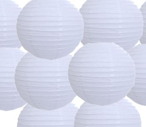 Set of 10 White Paper Party Lanterns 14" by Unknown