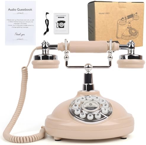 Audio Guest Book Wedding Phone- Record Customized Audio Messages with GuestBook – A Personal and Convenient Way to Preserve Your Special Occasions (Beige Phone) by ROOMEDAL
