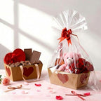 Funnymoom 24 Pcs Red Heart Basket for Gifts Empty Red Love Heart Gift Basket Empty to Fill with Handle, Transparent Bag and Bow for Teacher Summer Xmas Wedding Party Favor Supplies, 9.8 x 6.5 x 4.3'' - Image 6