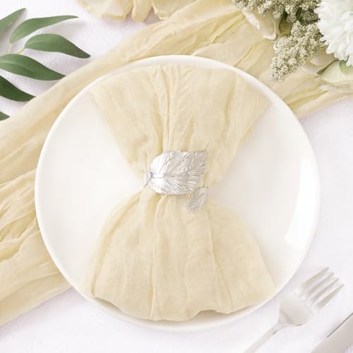 DeZerlor Beige Washable Cheesecloth Napkins Set of 50 for Wedding Party - Image 3