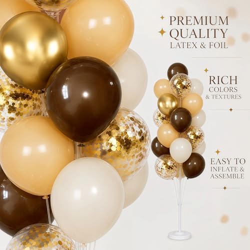 Hiins Brown Gold Balloon Stand Kit Set of 2 With base for Party Decor - Image 4