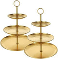 ABuff 3 Tiered Gold Cupcake Stand 2 Pack Stainless Steel Gold Tiered Dessert Stand Cupcake Display Tower 3 Tier Serving Tray Cake Stand for Baby Shower Birthday Party Wedding by AbuffUS