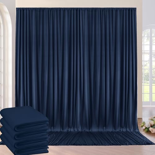 20ft×8ft Wrinkle Free Navy Blue Backdrop Curtains for Parties, 4 Panels 5ft×8ft Thick Silky Polyester Navy Photo Backdrop Drapes for Graduation Party Baby Shower Birthday Wedding Photography by ENJOYYOURPARTY