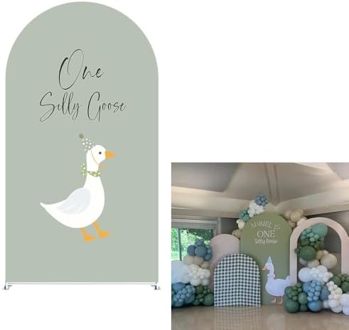 Arch Backdrop Cover for One Silly Goose Baby Shower Arch Stand Stretchy Cover First Goose Kids 1st Birthday Party Fiesta Decorations (7.2x4ft Cover,992) by ittsmnt