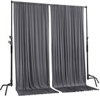 AK TRADING CO. 10 feet x 8 feet IFR Polyester Backdrop Drapes Curtains Panels with Rod Pockets - Wedding Ceremony Party Home Window Decorations - Charcoal - Image 2