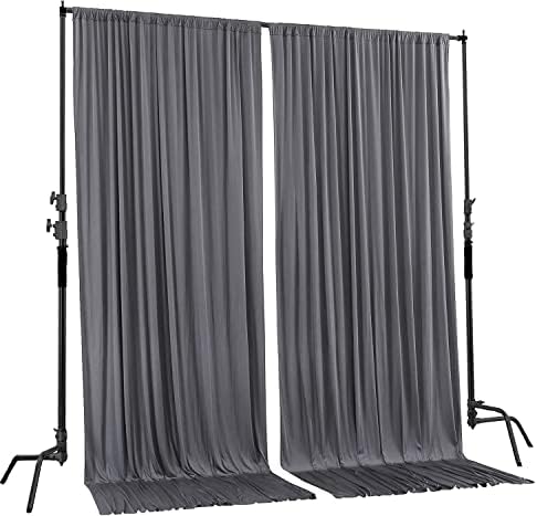 AK TRADING CO. 10 feet x 8 feet IFR Polyester Backdrop Drapes Curtains Panels with Rod Pockets - Wedding Ceremony Party Home Window Decorations - Charcoal - Image 2