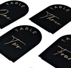 Black Arch Wedding Table Numbers 1-15 with Stands, 5x7 Inch Black Acrylic Sign with Gold Lettering, Arched Acrylic Table Numbers for Wedding Reception - Image 3