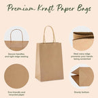GSSUSA Paper Gift Bags 5.25x3.75x8 1000Pcs, Valentine's Day Gift Wrap Bags with Handles, Brown Kraft Paper Bags for Small Business, Heavy Duty Bulk, for Birthday Party Favors, Shopping, Retail - Image 4