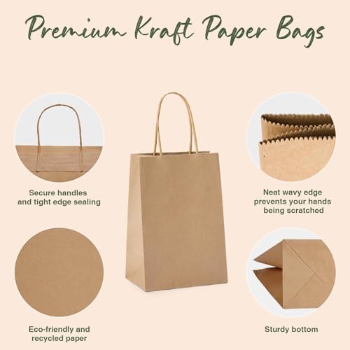 GSSUSA Paper Gift Bags 5.25x3.75x8 1000Pcs, Valentine's Day Gift Wrap Bags with Handles, Brown Kraft Paper Bags for Small Business, Heavy Duty Bulk, for Birthday Party Favors, Shopping, Retail - Image 4