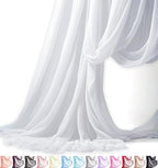 Barcelonetta | Chiffon Fabric | Decoration, Drapery Fabric | Wedding, Gender Reveal, Baby Shower, Birthday | for Arbor, Arch, Canopy, Table and Chair Decoration (White, 10 Yards) by Barcelonetta