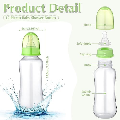 Trelaco 12 Pcs Baby Shower Bottle Chug Game, Leaves, Green - Image 2