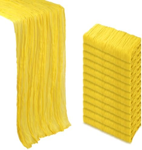 12 Pack 23 x 120 Inch Lemon Yellow Table Runner 10Ft Cheesecloth by Heneger