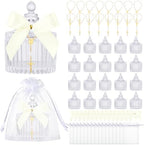 Vesici 20 Sets Baptism Party Favors for Guests Crystal Candy Bowl, White by Vesici