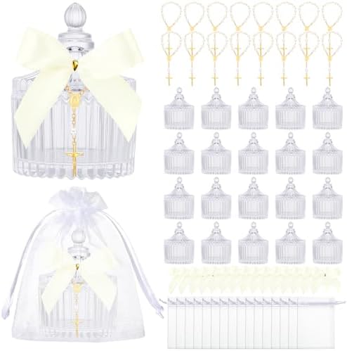 Vesici 20 Sets Baptism Party Favors for Guests Crystal Candy Bowl, White by Vesici
