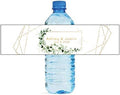 Ivy and Sage with Gold Geometric Shapes Water Bottle Labels by DesignThatSign