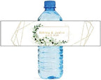 Ivy and Sage with Gold Geometric Shapes Water Bottle Labels by DesignThatSign