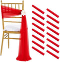 Red Chair Sashes 16 Packs 8ft Long Aisle Wedding Chair Back Side Decorations Fabric Sheer Church Tulle Chairs Drapes Bulk by Fanqisi