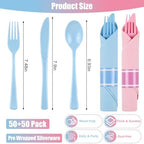100Pack Pre Rolled Gender Reveal Cutlery Set with Napkins - Image 3