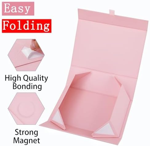 5 Pcs Pink Gift Box Large 13.5x11.8x4.7 Inches, Pink Gift Boxes for Presents with Magnetic Closure Lid, Luxury Gift Box Rectangle Collapsible Boxes for Gift Packaging - Image 3
