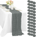 12 Pcs Gray 35 x 120 Inches Long Cheesecloth Table Runner 10FT Runner for Tables Gauze Fabric Boho Table Runner Decoration Rustic Semi Sheer Runner for Wedding Baby Shower Birthday Party (Gray) by Sunnyline
