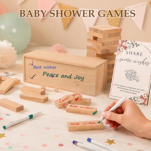 Baby Shower Game Blocks, Paulownia Box, Nursery Decor, 82 PC - Image 4
