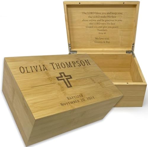 Baptism Memory Box Bamboo Wood, Personalized Baptism Gifts for Boys by TopObsession