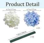 50 Pcs Faux White Blue Hydrangea Artificial Flowers Bulk, Fake Silk Hydrangea Flowers Heads with Stems for Wedding Decorations Garden Party Baby Shower Porch Home Decor Table Centerpieces - Image 3