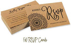 50 Blank RSVP Cards,RSVP Postcards No Envelopes Needed,Mandala Kraft Print Response Card,RSVP for Wedding,Baby Shower,Bridal Shower - Image 5