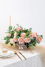 YYHUAWU Artificial Flowers Combo Box Set Gradient Color Flower Leaf with Stems for DIY Wedding Bouquets Centerpieces Baby Shower Party Home Decorations Peach - Image 4