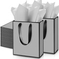 Yeaqee 50 Pcs Metallic Paepr Gift Bags Bulk with Handles,Grey Black by Yeaqee