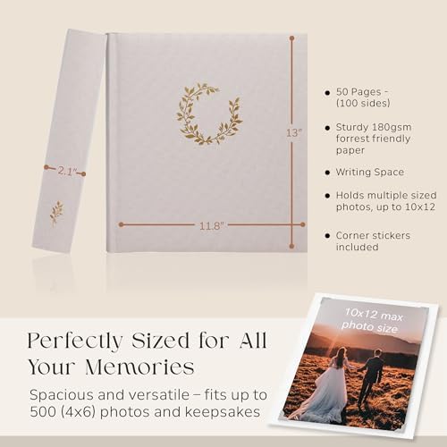 La Lente Premium Scrapbook Album – Photo Album with Writing Space – 100 Pages for Multiple Sizes 4x6, 5x7, 6x8, 8x10 – Holds 500 Photos – Wedding, Baby, Travel & Family Memories - Image 4