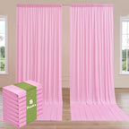 8 Panels 5ftx12ft Wrinkle Free Pink Backdrop Curtain for Parties, Silky Polyester Photo Backdrop Drapes 12 ft Long Back Drop Cloth for Wedding Birthday Photography Background Curtains by Htper
