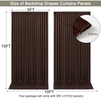 10x10ft Brown Backdrop Curtain for Wedding Parties Wrinkle Free Fabric Brown Drapes Backdrop Decoration for Baby Shower Birthday Photography Decoration 2 Panels, 5ft x 10ft - Image 6