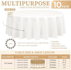 Showgeous 120 Inch Ivory Round Tablecloths, Polyester Table Covers - Image 2