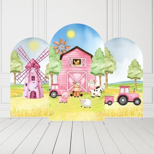 Spandex Arch Backdrop Covers 5x2.2ft(HxW) for Barn Farm Truck Birthday Party Decorations Double-Sided Chiara Arched Stand Fabric Cover Kids Baby Shower Parties Tablecloth Props - Image 3