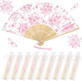 JarThenaAMCS 25 Sets Pink Floral Hand Folding Fans with Bags Wedding Party Favors Chinoiserie Flower Butterfly Foldable Paper Fans with Tassel for Bridesmaid Bridal Shower Decor by JarThenaAMCS