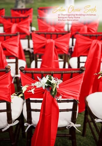 120 PCS Red Satin Chair Sashes, 7 x 108 Inch - Image 6