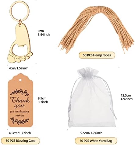 50 Pcs Golden Footprint Bottle Opener Baby Shower Favors for Guest - Image 2