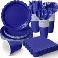 Vyntra 350 Pcs Navy Blue Paper Plates and Napkins Party Supplies by PartyTablewareSupplies
