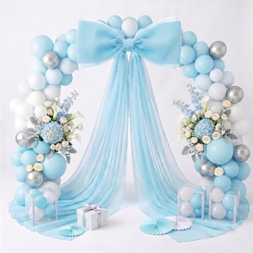 39x70 Inch Extra Large Blue Bow Decorations, Giant Tulle Bow for Boy Baby Shower, Big Decor for Wedding Ceremony Arch, Kids Birthday Party Backdrop Room Wall Hanging (Blue) by Unknown